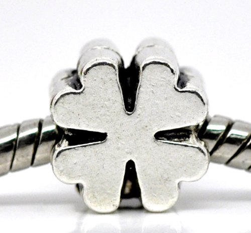 Believe Beads © x1 Lucky Four Leaf Clover Charm Bead for Pandora/Troll/Chamilia Style Charm Bracelet