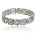 Silver Multi Color Crystal Circle Square Stretch Bangle Bracelet Fashion Jewelry