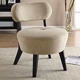 Exposed Wood Cream Microfiber Accent Chair by Coaster
