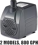 PonicsPump PP80006: 800 GPH Submersible Pump with 6' Cord - 60W... for Hydroponics, Aquaponics, Fountains, Ponds, Statuary, Aquariums, Waterfalls & more. Comes with 1 year limited warranty.