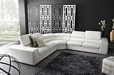 Surround Three Piece Sectional with Click-Clack Headrests - White