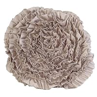 RuLu 84302 Decorative Round Rosette Pillow, 17-Inch, Beige