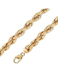 14K Solid Yellow Gold D.C. Rope Chain Necklace 10mm (3/8") 22"
