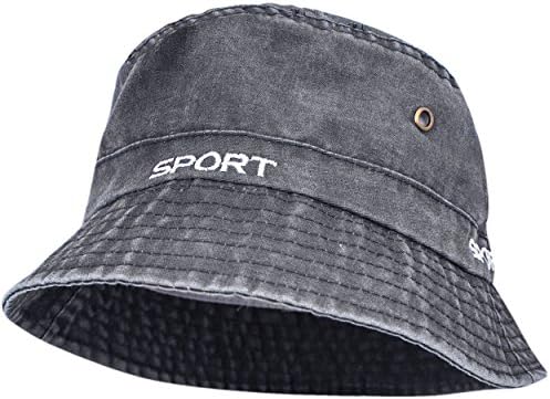 Prikinder Summer Outdoors Sports Activities Solid Cotton Denim Bucket Sun Hats Gray