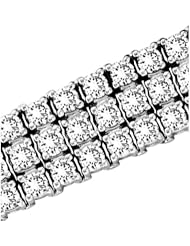 14.00cttw 3 Row Diamond Bracelet 7 Inch 14k Gold Double Safety Lock H-J SI-I Quality