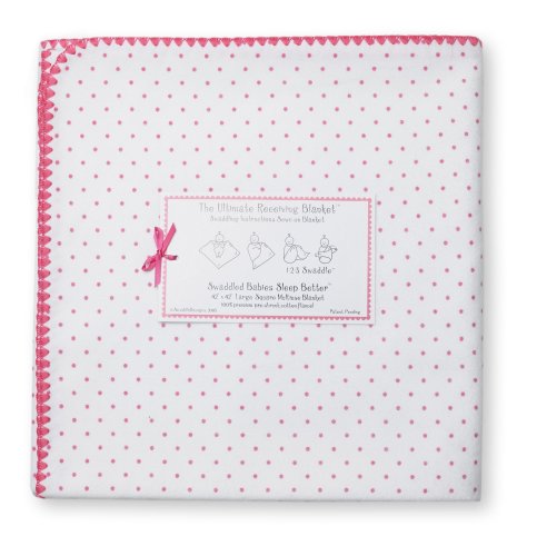 SwaddleDesigns Ultimate Receiving Blanket- Polka Dots - Fushia