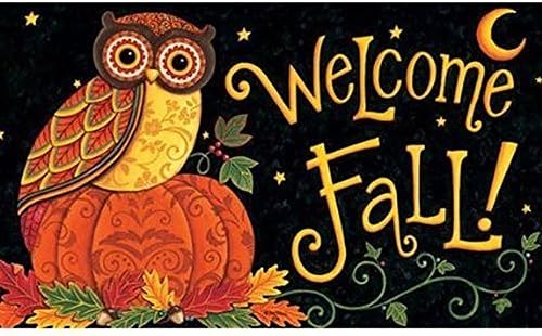 Our Iris FALL OWL - WELCOME Non-Slip Indoor or Outdoor Door Mat Doormat Home Decor Rug Rectangle - 23.6(L) x 15.7(W)