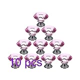 10個入りの30mm取っ手,YIFAN　ハンドル　ゴールデンネジ付き　クリスタルガラスダイヤモンド形状　食器棚の引き出しキャビネットノブ　 - ピンク