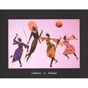 Celebration of Manhood (Dancers) White Wood-Mounted Art Poster Print - 22