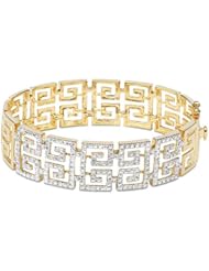 18k Gold Over Sterling Silver and Diamond Accent Aztec Inspired Bangle Bracelet
