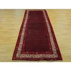 3'6 x 10'2 Navy Blue Persian Hand Knotted Wool Mahal Runner Rug