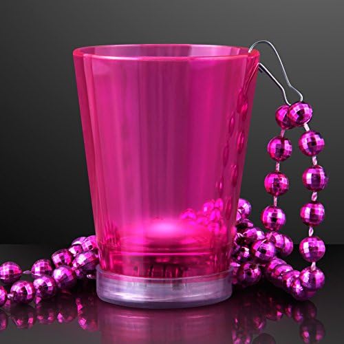 Pink Light Up Shot Glass on Party Bead Necklace