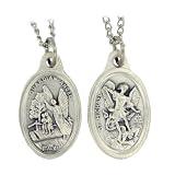 St. Michael the Archangel Italian Silver Oxidized Medal 20 Steel Chain with Clasp