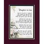 "Daughter-In-Law" Touching 8x10 Poem, Double-matted In Burgundy/Dark Green, And Enhanced With Watercolor Graphics.