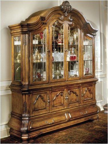 AICO 34006 34005 Tuscano China Cabinet in Biscotti
