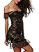 Avidlove Women's Sexy Lingerie Dress + G-string Black Lace Courtesan Chemise (3XL = US XXL, Style1-Black (FBA))