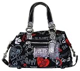 Coach Graffiti Hearts Sabrina Duffle Bag Purse Tote 16200 Black Multi
