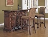 La Questa Bar W/ 2 Barstools Set Dstrsd Cttnwood