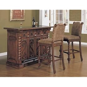 La Questa Bar W  2 Barstools Set Dstrsd Cttnwood by Home Decorators Collection