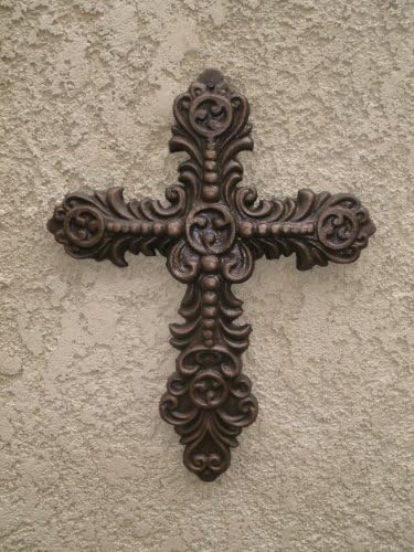 Shoreline Unique, Ornate & Detailed Cast Iron Wall Crosses in Bronze Finish-Bronze