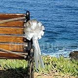 White Pull Bows with Tails - 8" Wide, Set of 6