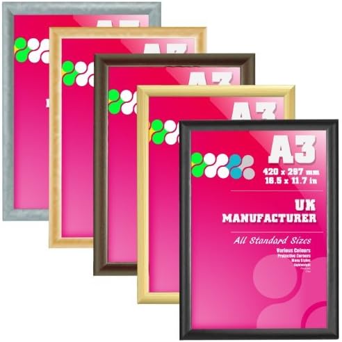 A3 Size Picture Photo Poster Frame - Round D Shape Moulding - BLACK Colour Frame by 4Ever4Less Frames