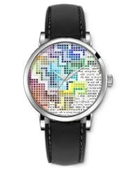 SPRAWL Aanalog Fashion Series Silver Ladies Watches of Genuine Black Leather Strap,Unique Wrist Watch for Women Girls Designed with Colored squares