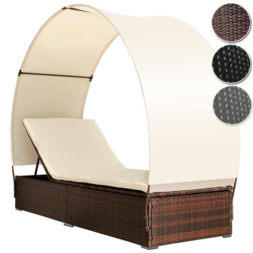 Miadomodo - Chaise longue en rotin avec pare-soleil - RTLS03braun - Marron - DIVERSES COULEURS AU CHOIX