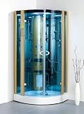LineaAqua Leo 38 x 38 Blue Glass Corner Semi Circle Spa Steamroom Shower Enclosure