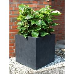 Blumenk�bel Pflanzk�bel Pflanzgef��e �bert�pfe Blumenk�bel aus Fiberglas "Block" 30x30x30cm, anthrazit