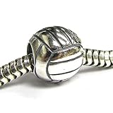 Queenberry Sterling Silver Volleyball Ball Bead For Pandora Troll European Story Charm Bracelets