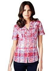 Per Una Pure Cotton Floral Checked Shirt