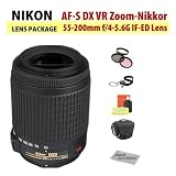 Nikon AF-S DX VR Zoom-Nikkor 55-200mm f/4-5.6G IF-ED Lens + Filter Kit + Lens Cap Keeper + Cleaning Kit + Camera Holster Case