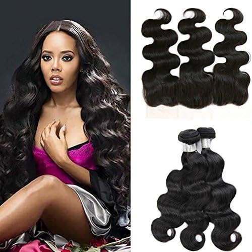 Wigshow® 3 Bundles Body Wave Virgin Brazilian Human Hair Weave With Free Part 13x4 Frontal Lace Closure Bleached Knots With Baby Hair (16''16''16''+12'')