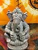 Ganesha Statue Playing Tabla Gorara Stone Sculpture Seated Lotus Base