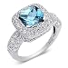 Jewelry : Celebrity Style 3.50 carats total weight Cushion Cut Checker Board London Blue Topaz & White CZ Size 9 Gemstone Ring in Sterling Silver