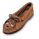 Thunderbird Suede Minnetonka Moccasin in Brown Womens