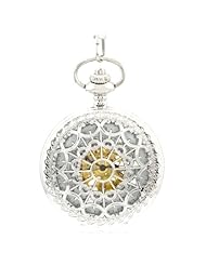 Tirio Antique Roman Half Hunter silver Steel Metal Hollow Skeleton Hand Wind Mechanical Pocket Watch