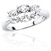 14k White or Yellow Gold Oval Diamond 3-Stone Ring (3/4 ct center,  1 1/2 cttw, I-J Color, I1 Clarity)