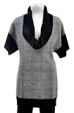 Trina Turk Liana Black White Herringbone Cowl Neck Tunic Sweater Small