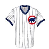 Chicago Cubs Adult V-Neck Pinstripe Shirt by Majestic Athletic