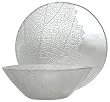Clear Glass Leaf Design Large Salad Bowl 12" D, 4.25" H