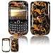 Gold/ Black Floral Swirls Hard Protector Case Cover For BlackBerry Curve 8520