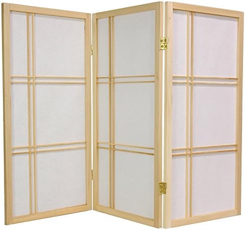 3 Feet Tall Double Cross Shoji Screen in Natural Number of Panels: 3
