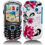 Premium - Samsung U460/Intensity II Red Flower on White Cover - Faceplate - Case - Snap On - Perfect Fit Guaranteed