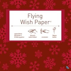 Fliegendes Wunschpapier "Flying Wish Paper" in Rot mit Schneeflocken-Dekor