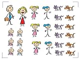 Set of 26 Stick Figure Family Decal Stickers for Your Car Truck Boat Wall Etc.