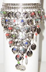 Silver metal Egyptian arm cuff with coins and beads