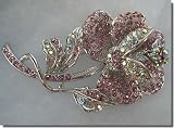 Pink and White Crystals Flower Pin B1S63
