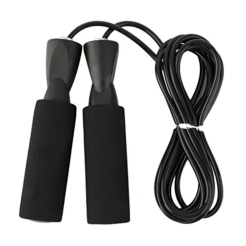 Gkeeny Fitness Skipping Ropes Exercise Equipment Adjustable Boxing Skip Sport Jump Rope [Black]